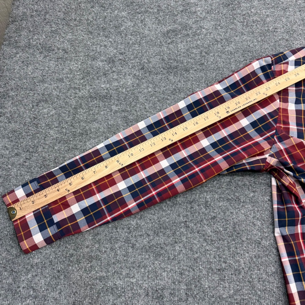 Mizzen+Main Leeward Men XL Classic Fit Red Plaid Performance Dress Shirt Stretch - Picture 6 of 9